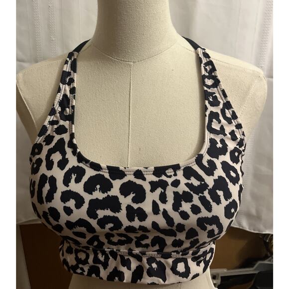 MakeMeChic Women’s 2 Piece Swimsuit Leopard Scoop Neck High Waist Drawstring M - Picture 3 of 14